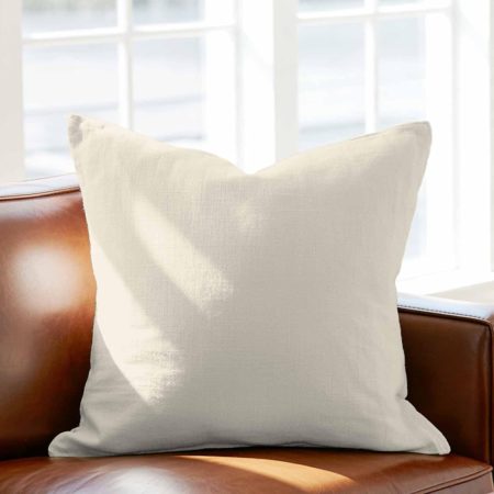 Beige solid-color cotton-linen cushion – Suitable for living room and bedroom
